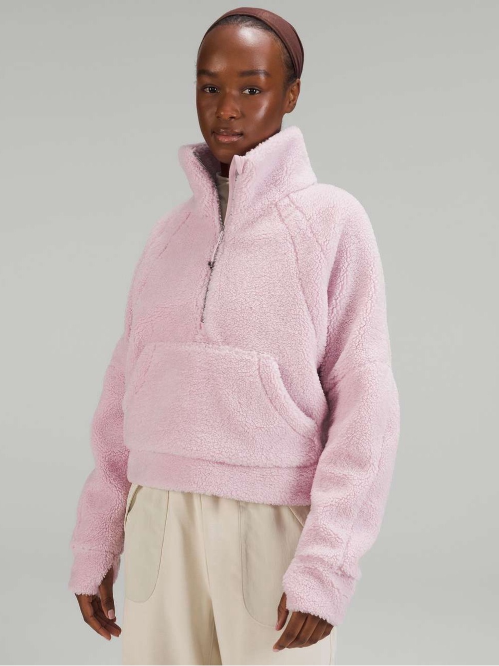 Lululemon Scuba Oversized Fleece Funnel Neck Pink Peony